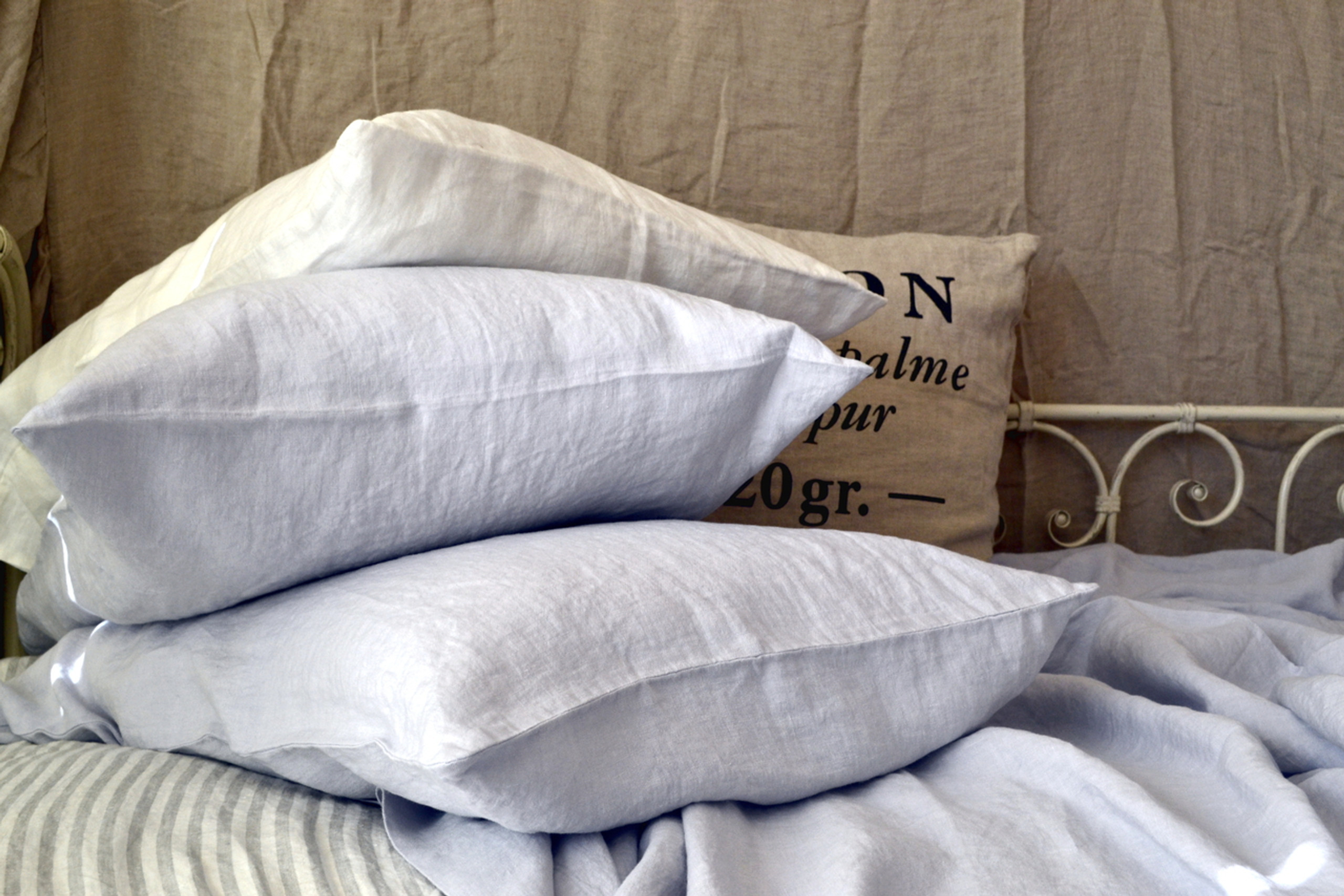 Silver Light Grey stonewashed linen pillowcase