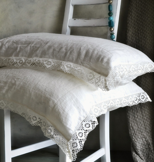 Antique White Linen Pillowcase With Lace Provincial Living