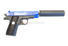 Galaxy G3A Full Metal Pistol with silencer in blue