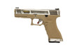  WE Tactical T4 Custom EU17 Gas Airsoft Pistol In Tan With Silver Slide And Gold Barrel