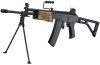 ICS Israeli Galil AEG Airsoft Rifle with Folding Stock in Black / Wood Handguard
