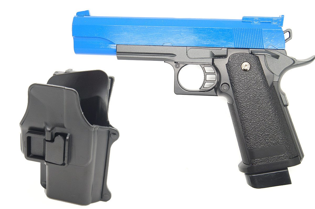 Galaxy G6H M1911 Full Metal Pistol with Holster in Blue - bbgunsuk