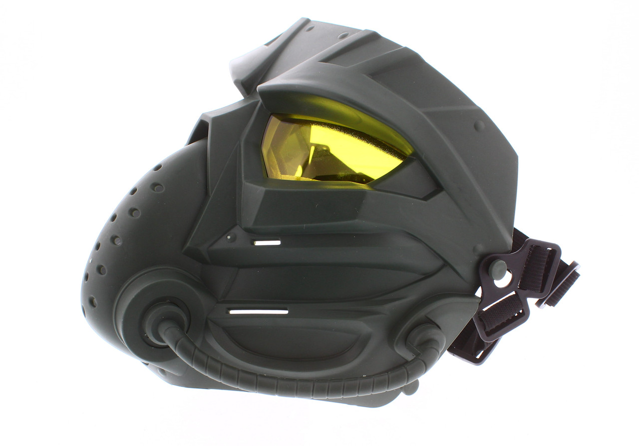 Airsoft Full Face Mask ZL3 in Green with Yellow Lens bbgunsuk.co.uk