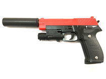 Galaxy G26A P226 Full Metal Pistol with Silencer & Laser in Red Galaxy G26A P226 Full Metal Pistol with Silencer & Laser in Red