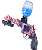 Fully automatic, rechargeable gel ball blaster revolver with USA flag decor Fully automatic, rechargeable gel ball blaster revolver with USA flag decor