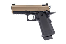 Tan and black Raven Hi-Capa 3.8 Pro Gas Blowback handgun Tan and black Raven Hi-Capa 3.8 Pro Gas Blowback handgun