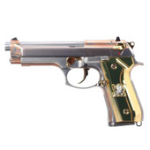 WE M92F Calico Jack Gas Blowback Airsoft Pistol in Chrome & Gold