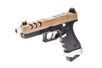 Vorsk EU17 Tactical Gas Blowback Airsoft Pistol with Tan Top Slide in Black/Tan