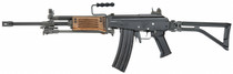 ICS Israeli Galil AEG Airsoft Rifle with Folding Stock in Black / Wood Handguard
