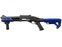 Golden Eagle - M870 M-Lok Tri-Shot Gas Pump Action Airsoft Shotgun in Dual Tone Blue