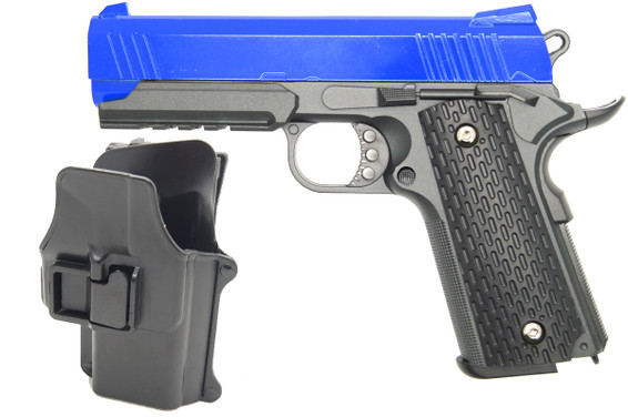 Galaxy G25H Full Scale Metal Pistol With Holster in Blue
