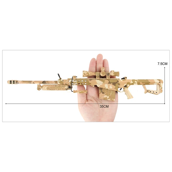 Mini Barrett M82A1 Metal Die Cast Replica 3:1 scale in Desert Camo  