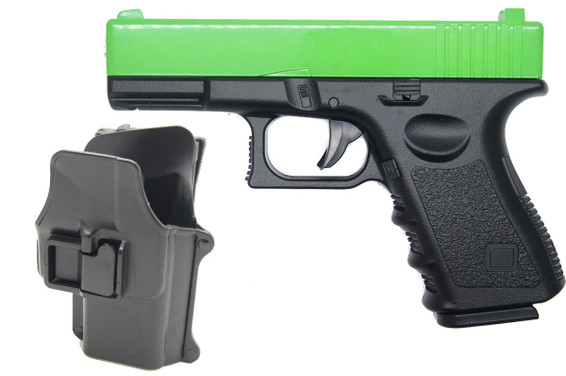 Galaxy G15H Metal Spring Pistol with Holster in Radioactive Green