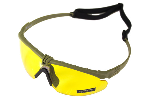 Nuprol Battle Pro Airsoft Safety Glasses Green Frame with Yellow Lenses
