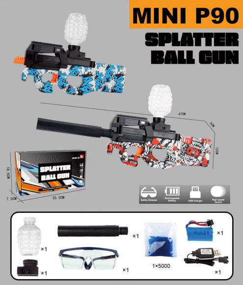 Gel Ball Blaster Mini P90 Fully Automatic Rechargeable Battery in blue (MINI-P90-bl)