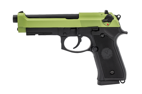 Raven R9 Replica M92 Gas Blowback pistol with Rail in Green & Black