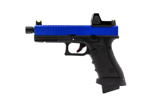 Vorsk EU17 Tactical GBB Airsoft Pistol in Blue with BDS Sight