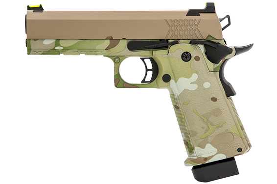 Tan-sliding Raven HYDRO Hi Capa 4.3 GBB Pistol in Camouflage 