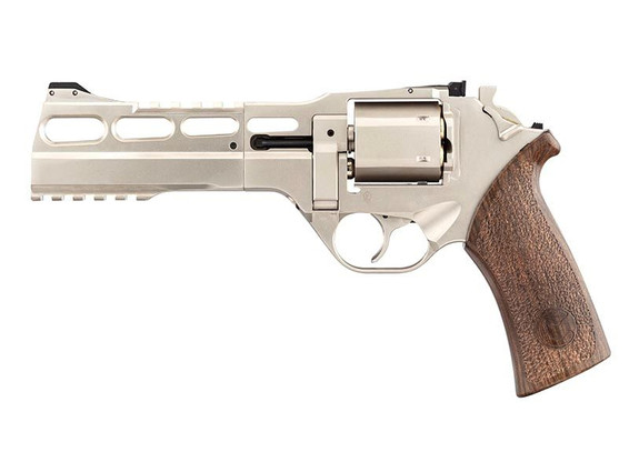 Chiappa 6" Charging Rhino 60DS Co2 Airsoft Revolver with Wood Grip in Silver