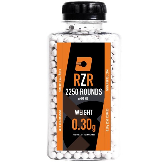 Nuprol RZR Airsoft White BB Pellets 0.30G x 2500 Rounds in Bottle