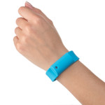 Blue Little Viper Pepper Spray Bracelet on Wrist Blue Little Viper Pepper Spray Bracelet on Wrist