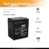 Casil CA1250 12v 5ah SLA Sealed Lead Acid Battery F1 Terminal