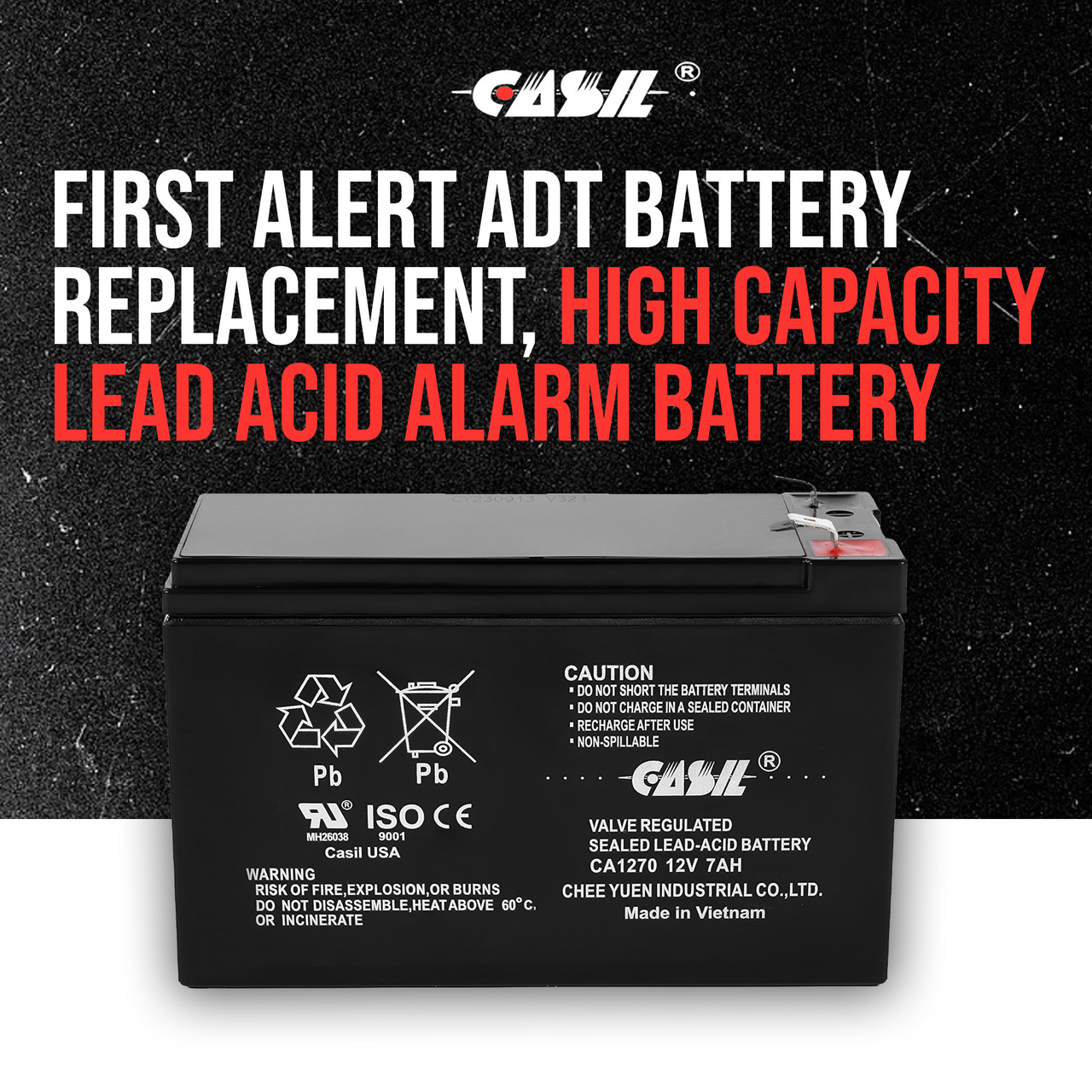 Casil CA1270 12v 7ah 477967 ADT Sealed Lead Acid Alarm Battery