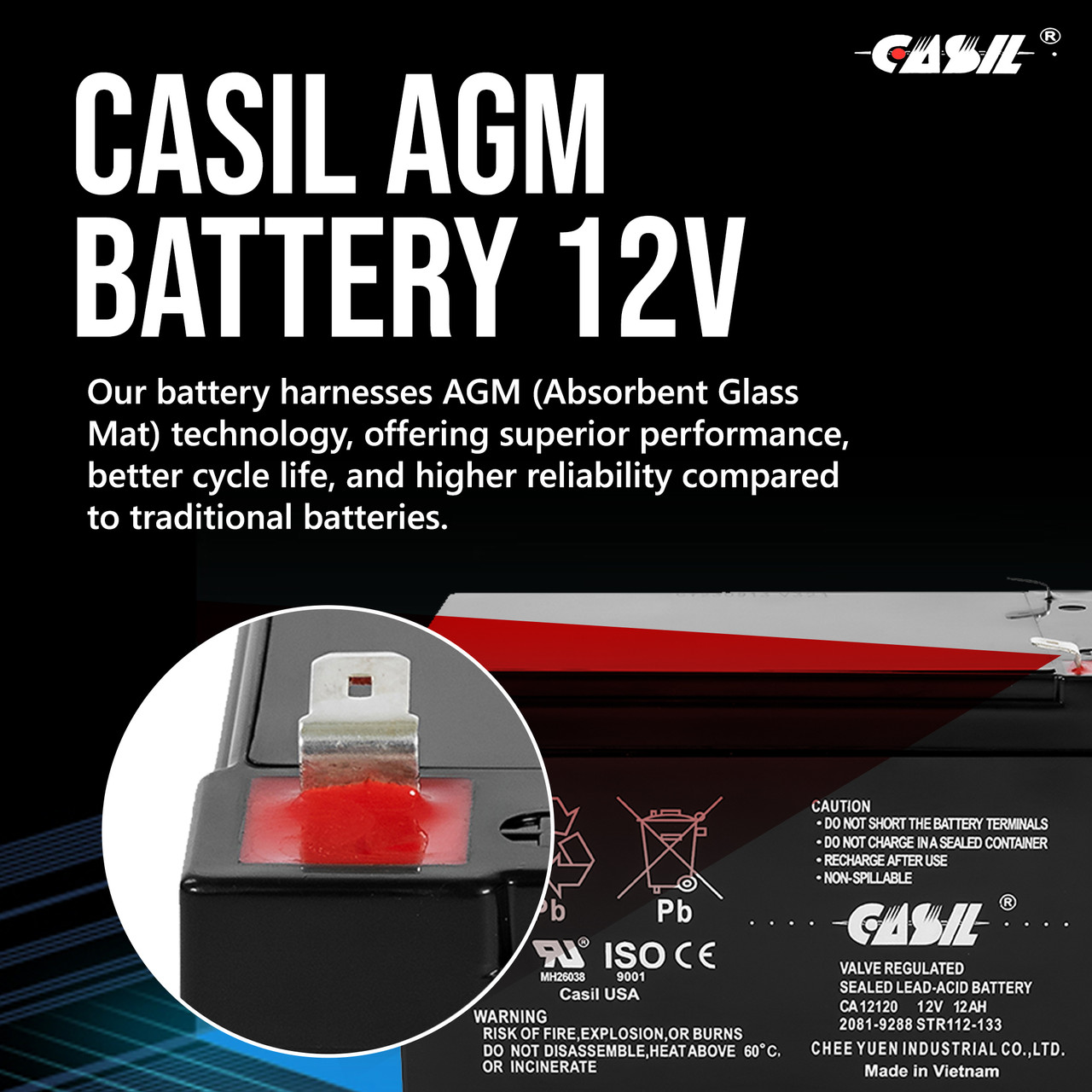 Casil CA12120 12v 12ah Sealed Lead Acid Battery