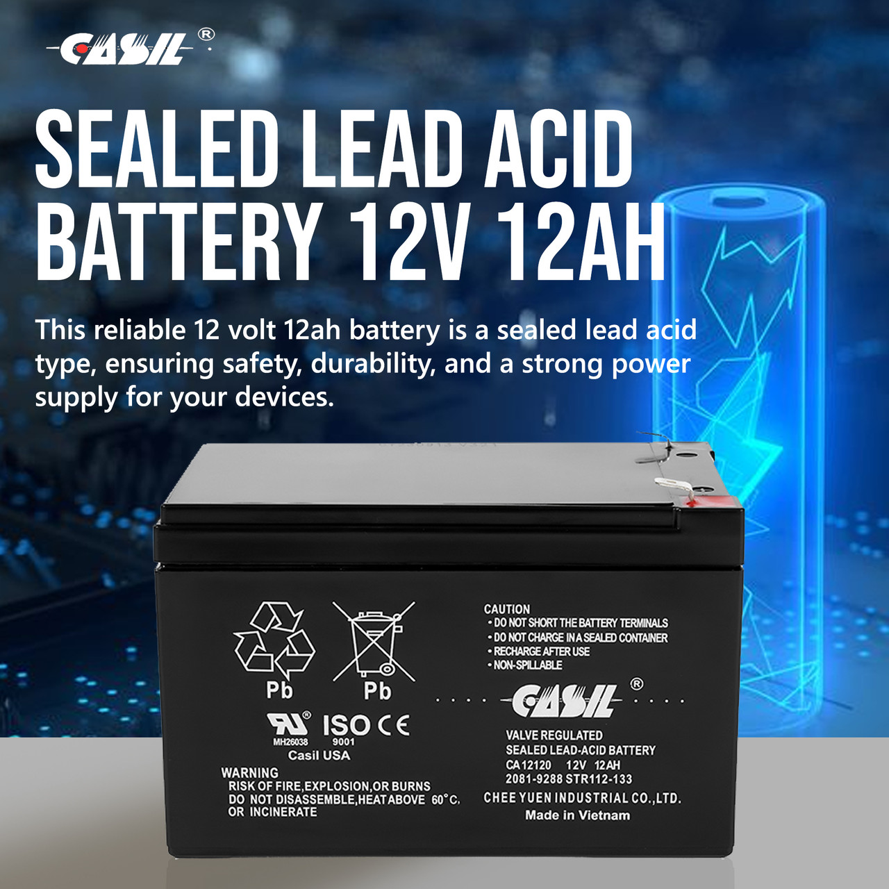 Casil CA12120 12v 12ah Sealed Lead Acid Battery