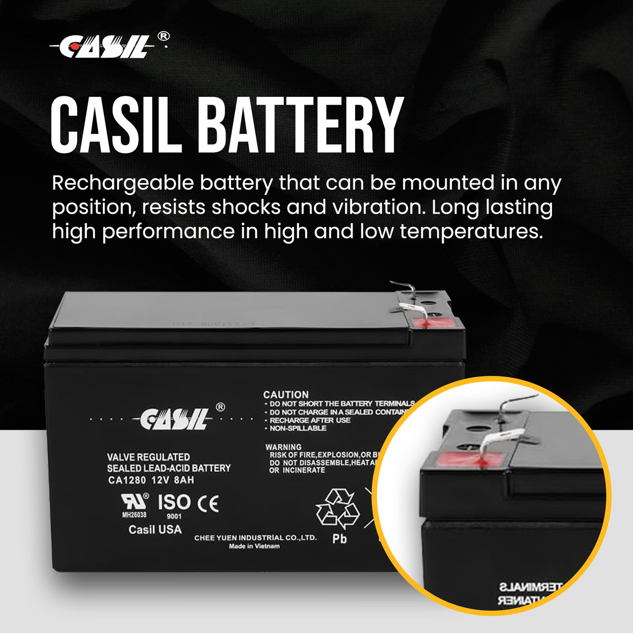 Casil CA1280 12v 8ah for Verizon FiOS GT12080-HG 12V 8Ah GS Portalac Battery Replacement PX12072HG