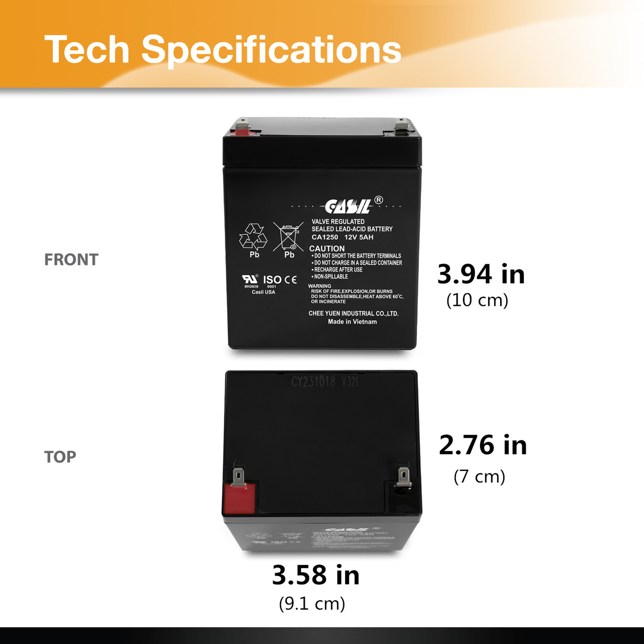 CA1250 12v 5ah SLA APC Smart-UPS RT SURTD5000XLT-1TF3 12V 5Ah UPS Battery CA1250 12v 5ah SLA APC Smart-UPS RT SURTD5000XLT-1TF3 12V 5Ah UPS Battery