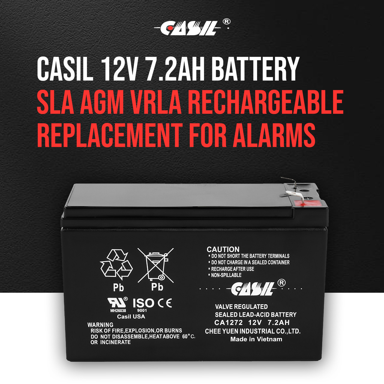 Casil CA1272 12v 7.2ah Verizon Fios Sealed Lead Acid Alarm Battery