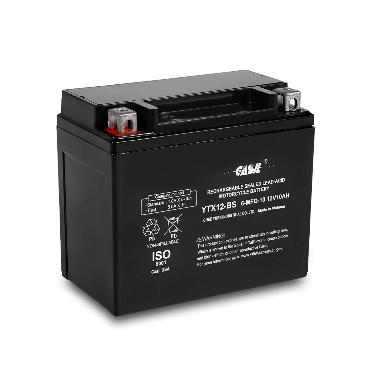 YTX12-BS - 12V 10AH 180 CCA - SLA Power Sport Battery - Casil