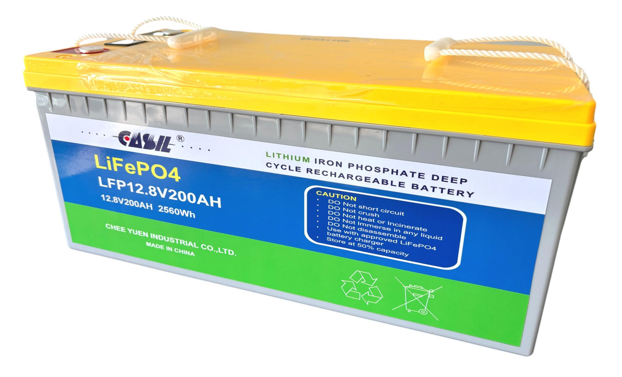 Casil 200Ah Lithium Battery, 12V Deep Cycle LiFepo4 Battery 200Ah with Built-in BMS,5000+ Cycles, Perfect for RV, Solar, Marine, Overland/Van, and Off Grid Applications