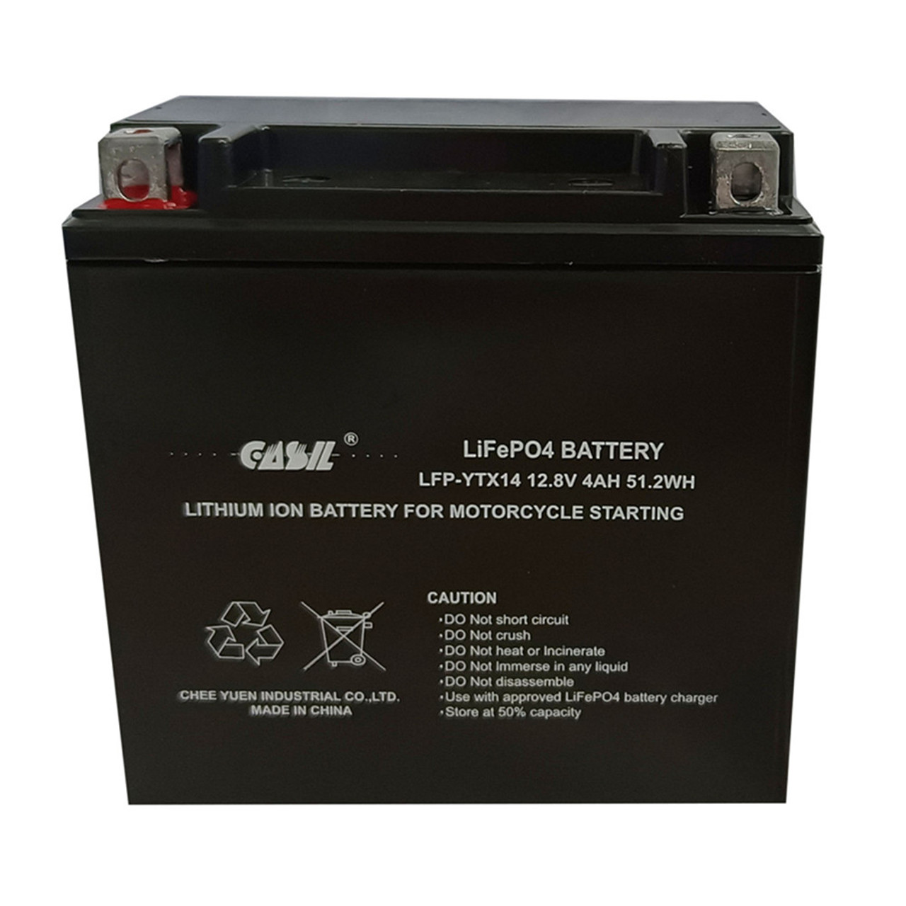 Casil YTX14-BS Rechargeable Lithium Iron Phosphate LifePO4 Replacement Battery