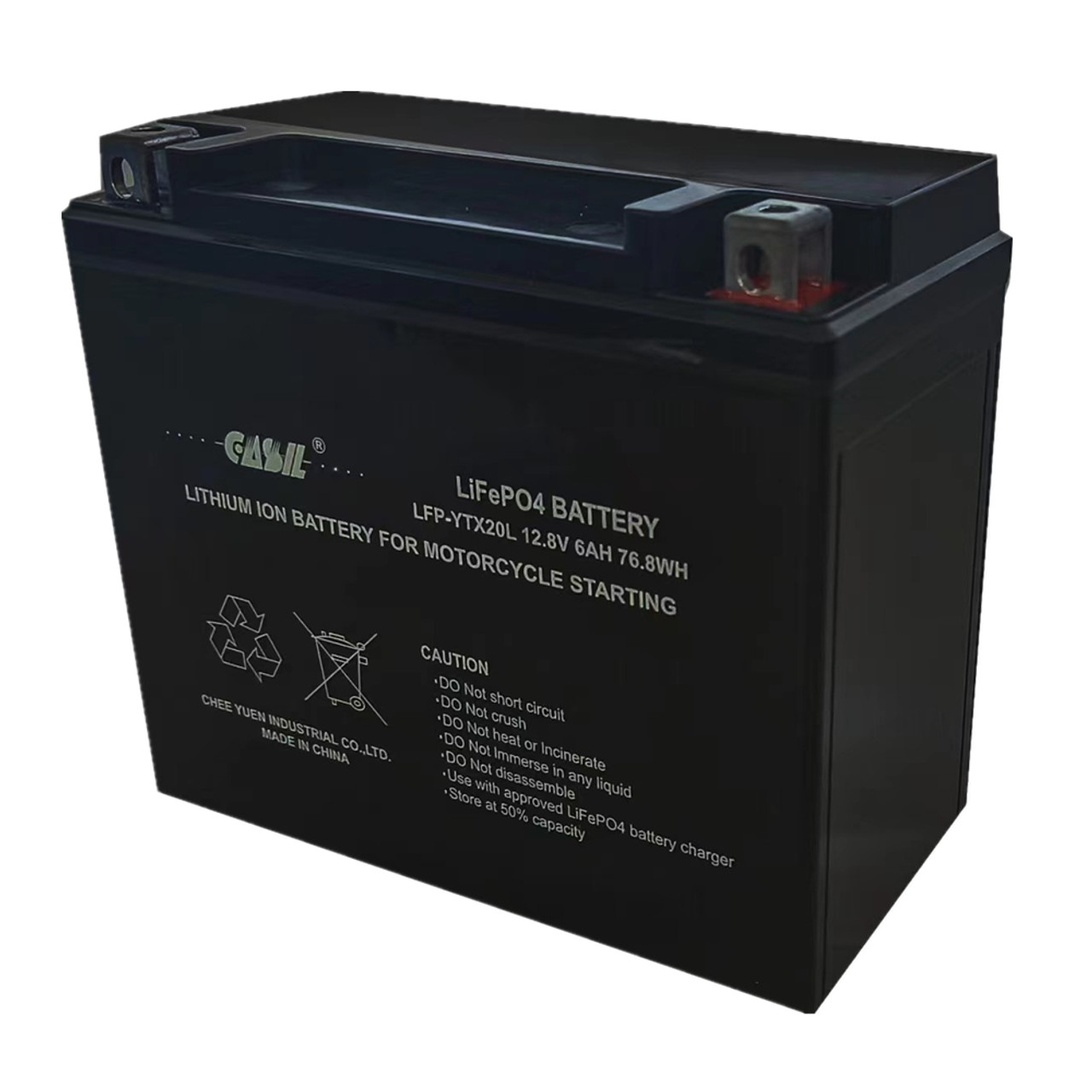 Casil YTX20L-BS Rechargeable Lithium Iron Phosphate LifePO4 Replacement  Battery - Casil Batteries USA