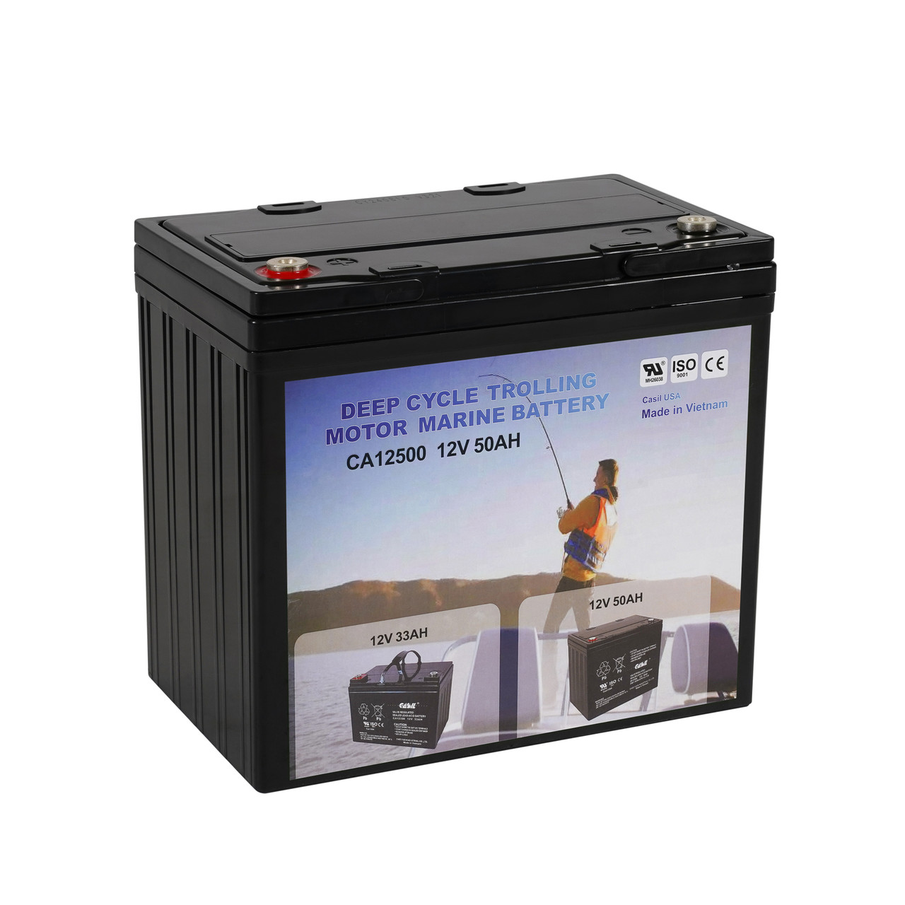 Casil 12V 50Ah Deep Cycle AGM Battery for Solar Storage, Marine Use, RV Power, Trolling Motors, Electric Wheelchairs & Off-Grid Systems