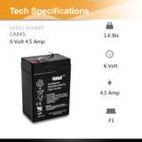 Casil 6v 4.5ah Battery for Deer Feeder exit Sign Battery 6v Emergency Light Battery pegperego 6v Battery Power Wheels