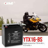 YTX16-BS -12 Volt 18 AH, Rechargeable Maintenance Free SLA AGM Motorcycle Battery Replace for FTH16-BS-1, FTZ16-BS-1