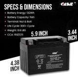 Casil YTZ12S 12V 11AH Battery for Honda 250 NSS250 Reflex 2001-2009, Power Sports Battery (YTZ12S)