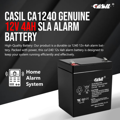 CASIL CA-1240 12V 4AH Rechargeable Sealed Lead Acid Alarm Battery
