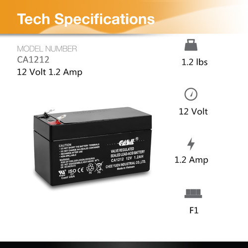 Casil 12v 1.2ah ADI Ademco 484 Security System Battery