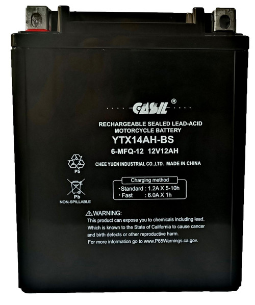 YTX14AH - 12 Volt 12AH 210 CCA - High Performance Maintenance Free SLA AGM Power Sport Battery - Casil Battery