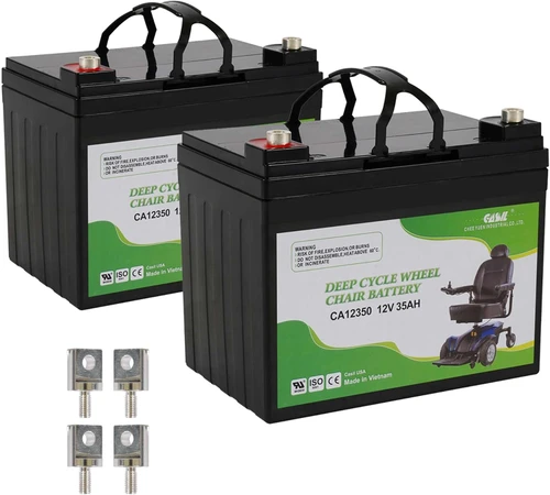 Casil 2-Pack 12V 35Ah AGM Deep Cycle Battery – U1 Mobility Scooter & Wheelchair Replacement for Jazzy Power Chairs, Pride Go-Go, Select 6