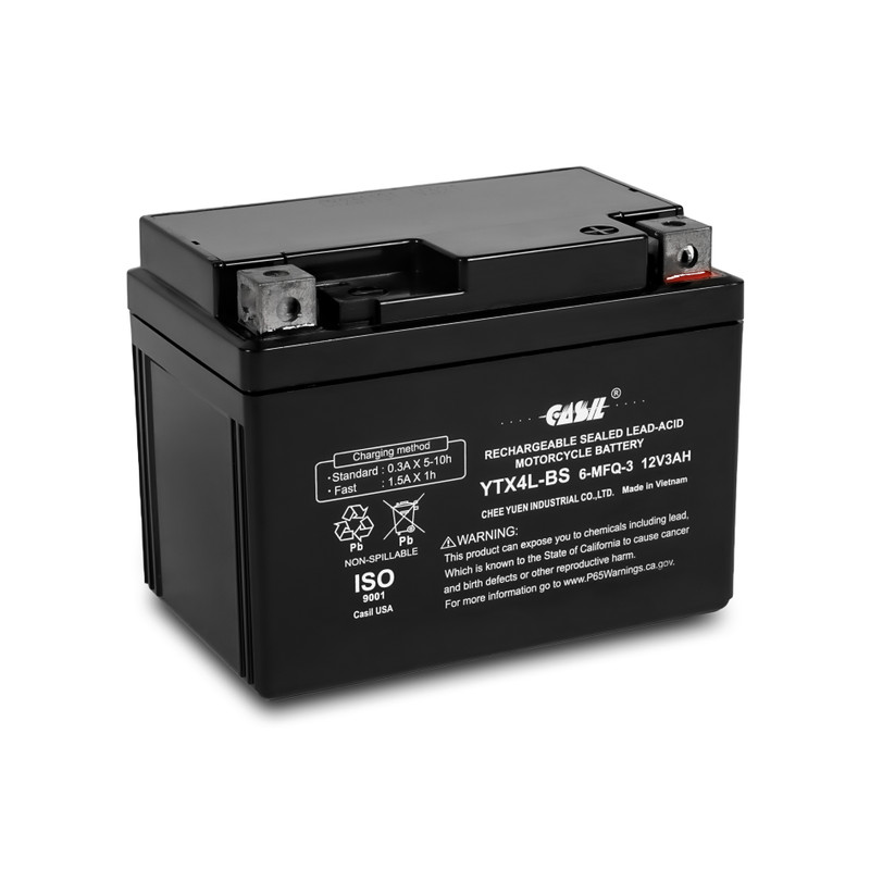 YTX4L-BS 12V 3AH 50 CCA Power Sport SLA Battery - Casil Battery