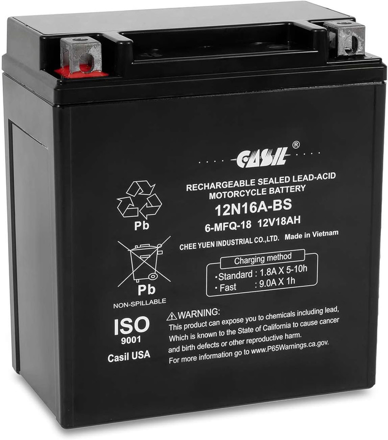 YTX16-BS -12 Volt 18 AH, Rechargeable Maintenance Free SLA AGM Motorcycle Battery Replace for FTH16-BS-1, FTZ16-BS-1