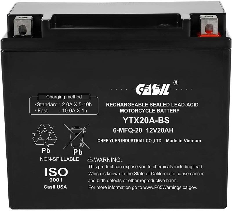 YTX20HL-BS 12V 20Ah Powersports Battery Replacement for Motorcycles, ATVs, UTVs, Jet Skis, Snowmobiles (CYTX20HL-BS)