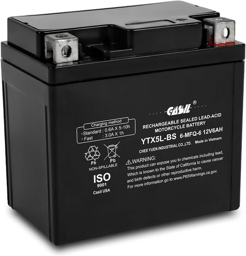 Casil YTZ7S 12V 6AH Battery AGM Power Sport Battery, Replace for Honda 50 CHF50 Metropolitan, II, SP '02-12 (YTZ7S)