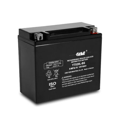 YTX20L-BS 12 Volt 18 AH 270 CCA AGM Power Sport Battery - Casil