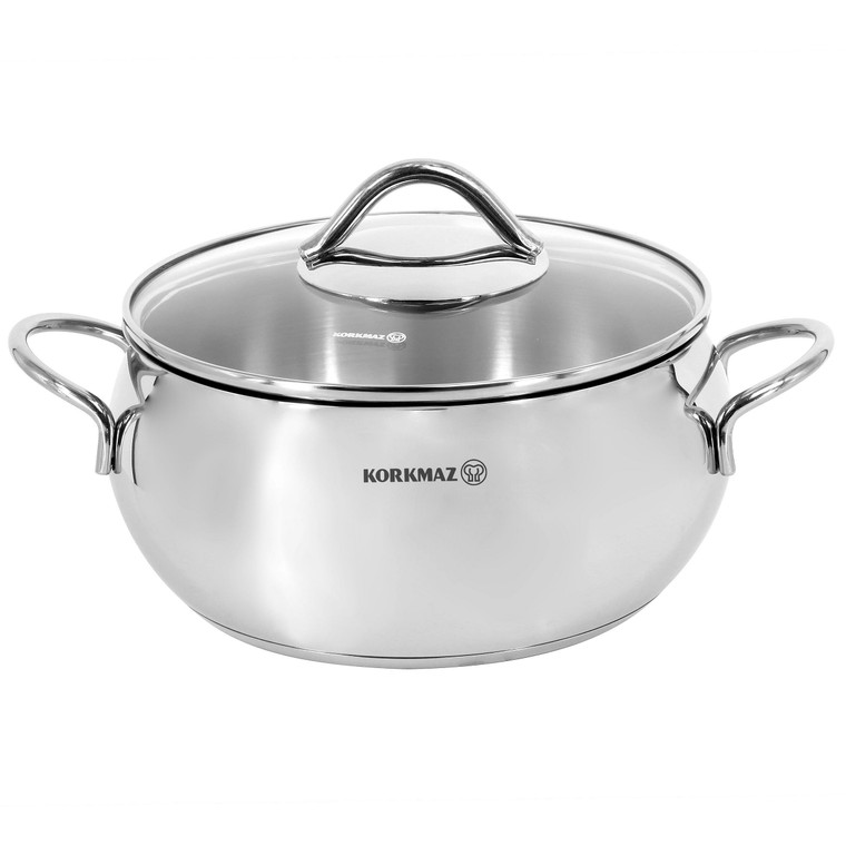 Korkmaz Tombik 2.5 Liter Stainless Steel Casserole in Polished Silver D970-A1072